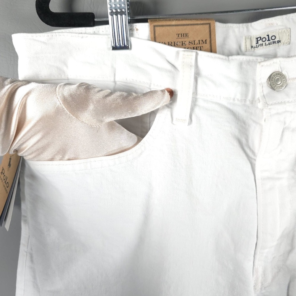 NWT POLO RALPH LAUREN THE VARICK SLIM‎ STRAIGHT Core Replen White Jeans 40X30 - Picture 12 of 15